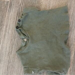 Nui Olive Green Waffle Knit Short Sleeve Tee
